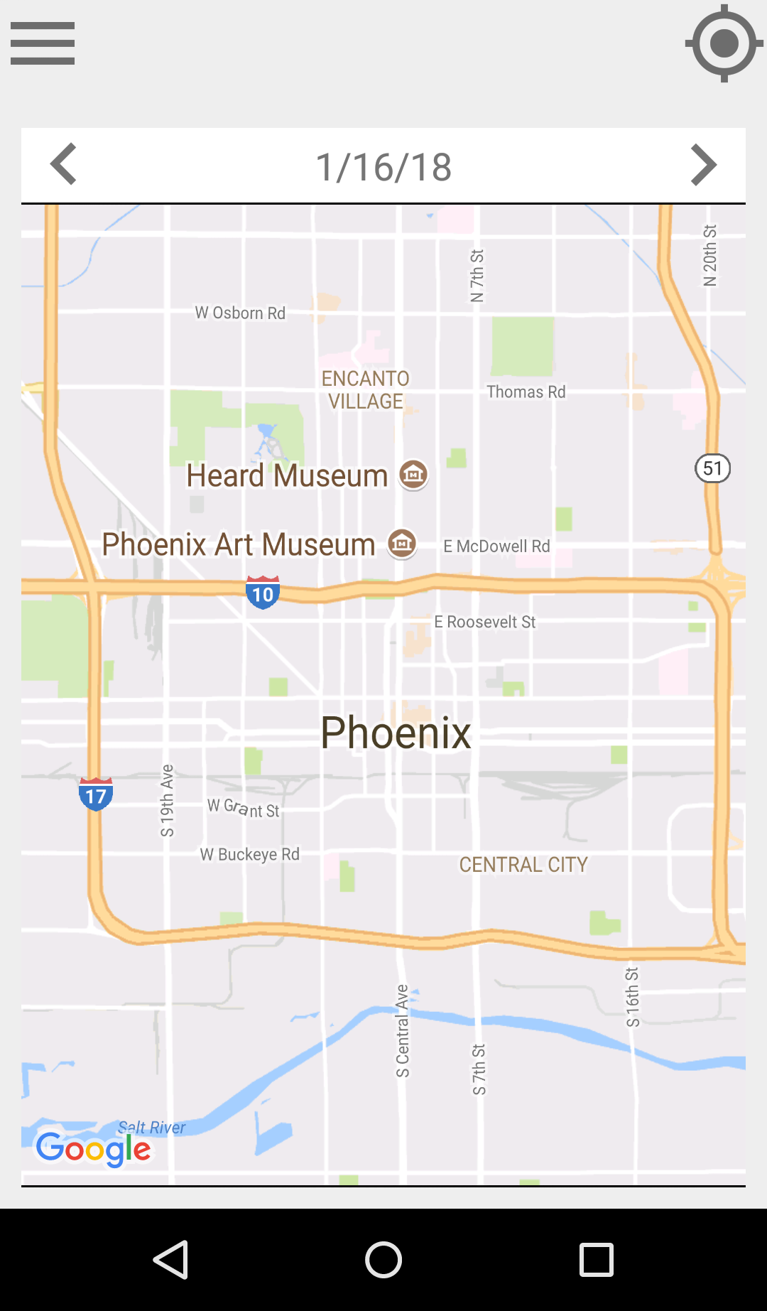 An early version of the Maricopa Association of Government's Travel Activity Collection App